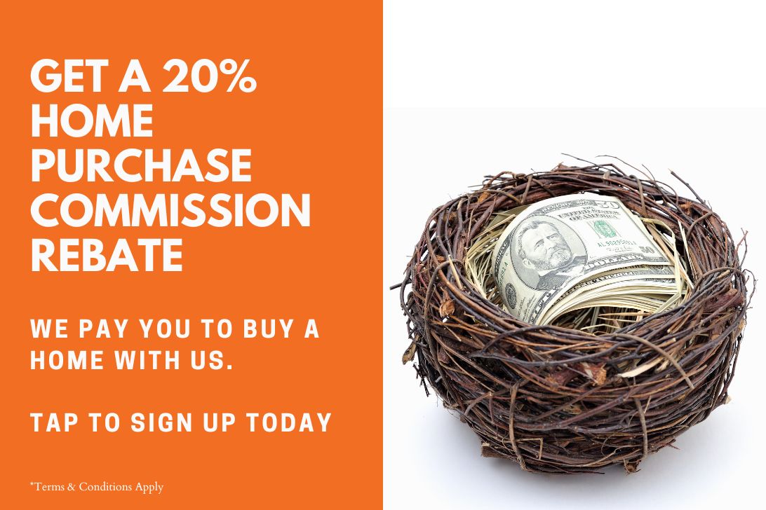 A bird's nest with money inside and text saying Northwest Indiana homebuyers can get a 20% home purchase commission rebate when they buy a home for sale in Northwest Indiana with us.