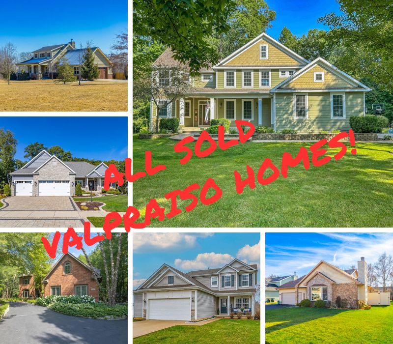 A collage of homes in Valparaiso sold by the Quadwalls real estate team.
