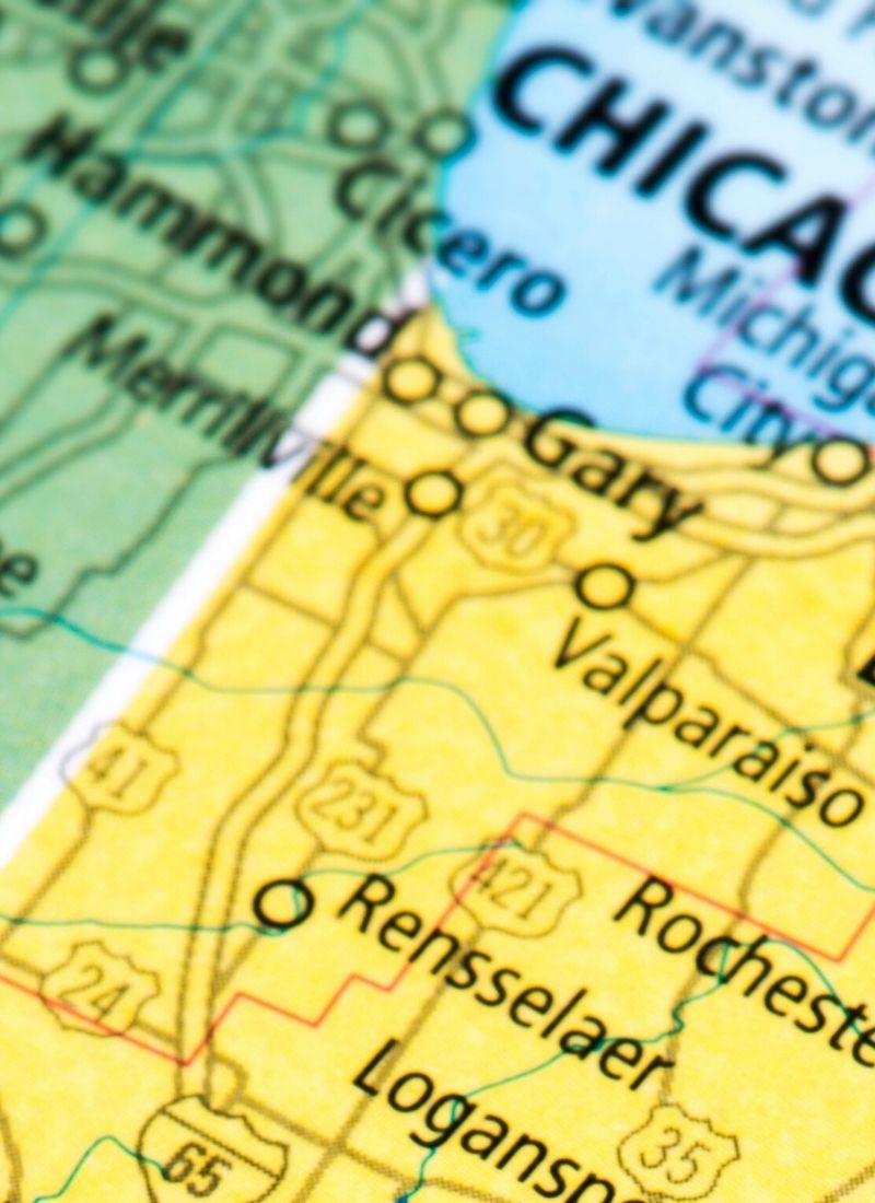 Map highlighting Northwest Indiana cities served by a buyer-focused real estate agent