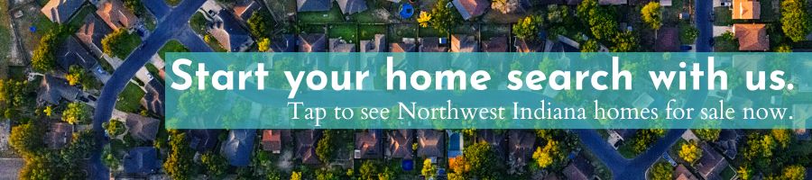 Banner encouraging Northwest Indiana homebuyers to start their home search and view homes for sale